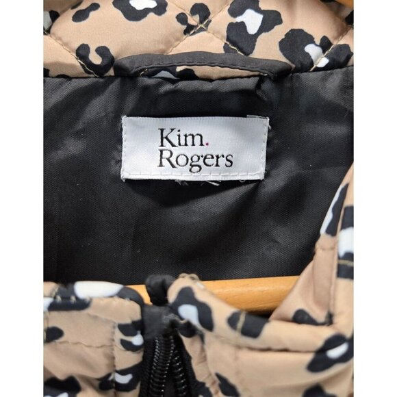 Jacket Vest Quilted Leopard Print 4X Kim Rogers Black Stretch Sides Zip Front - Picture 7 of 13